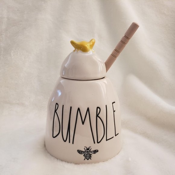 Rae Dunn Ceramic Honey Pot & Dripper -  "Bumble" - Picture 2 of 5